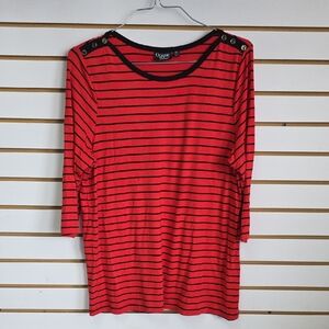 Striped 3/4 Sleeve Top XL